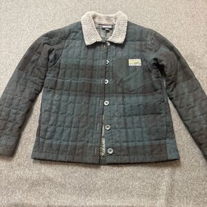 RARE Womens PATAGONIA Recycled Down Wool Button Fur Collar Jacket Medium